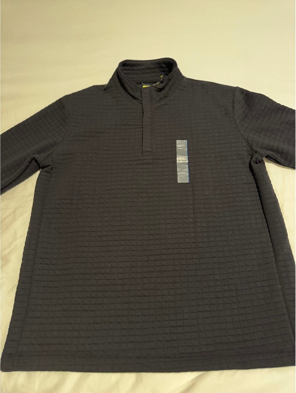 All In Motion Black Quilted Fleece 1/2 Zip Pullover L NWT